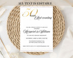 Elegant White Gold 50th Anniversary Invitation