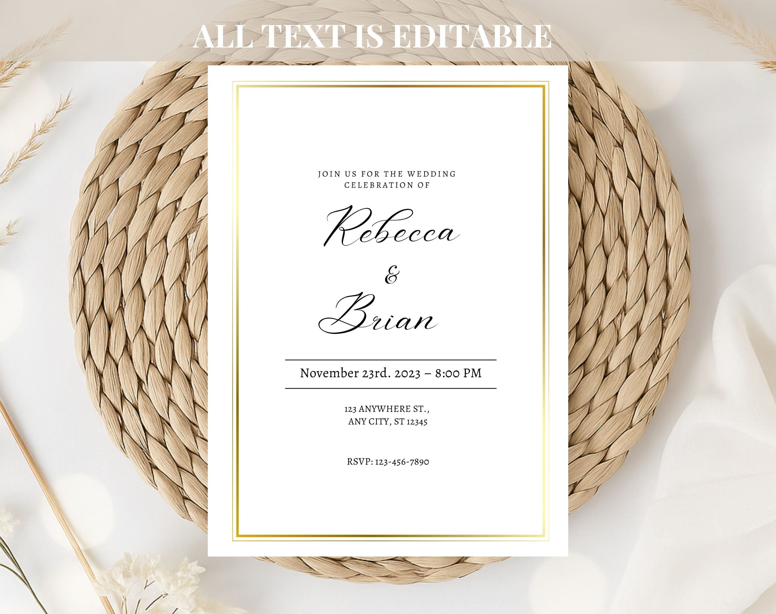 Minimalist Gold Wedding Invitation