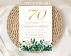 70th White Gold Wedding Anniversary Invitation