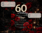 Luxury Red Rose 60th Birthday Invitation