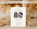 Beige 80th Birthday Invitation