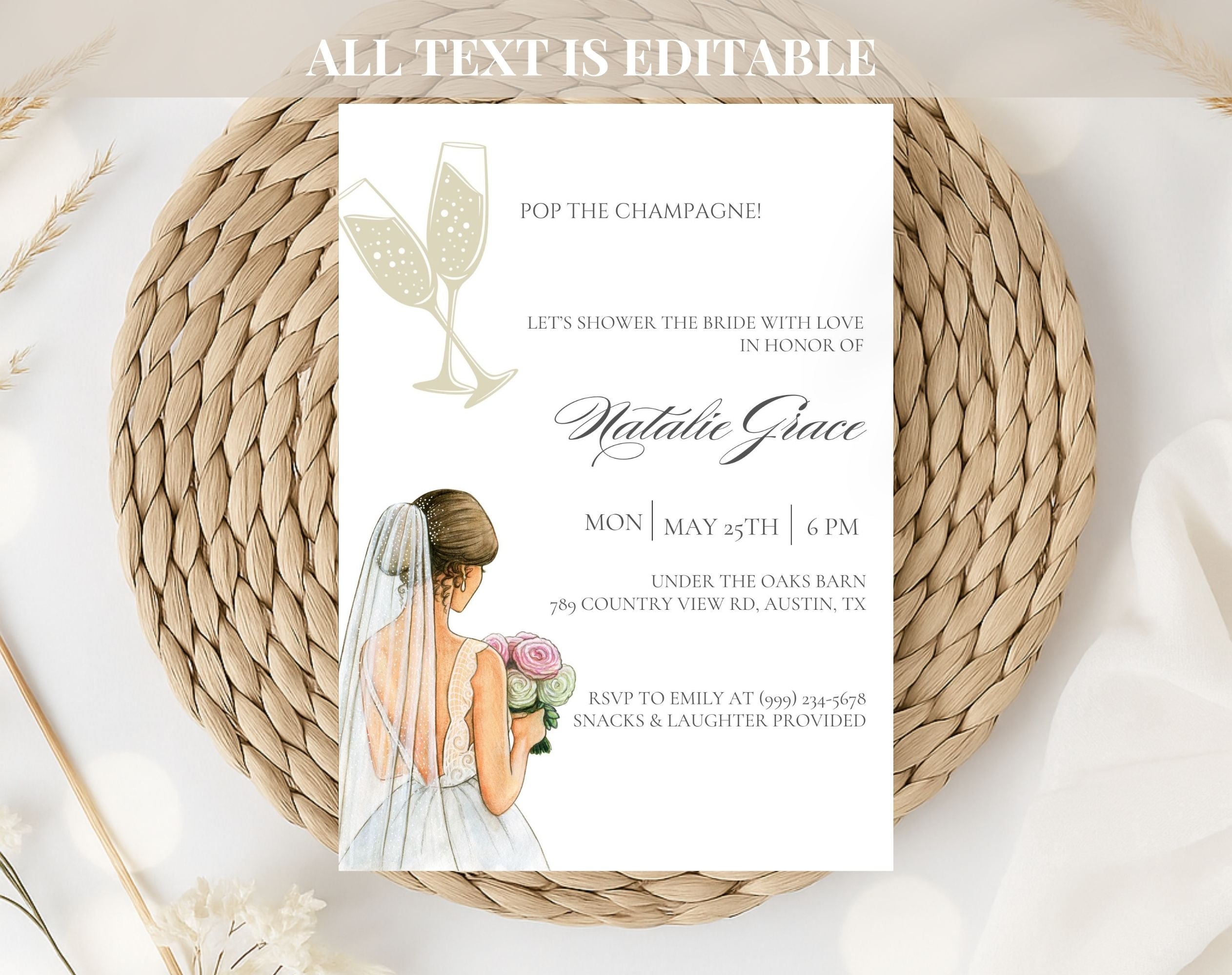 White Gold Bridal Shower Invitation