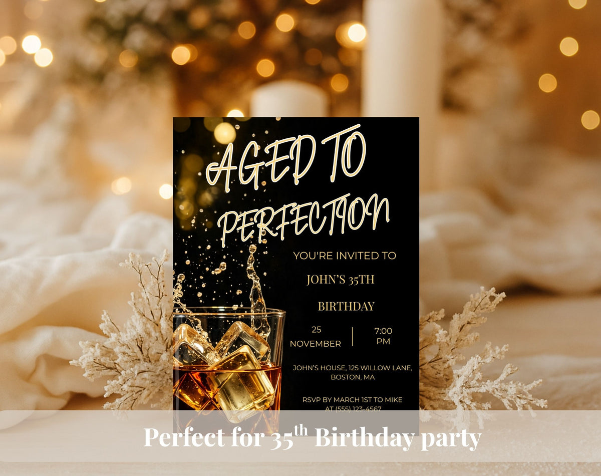 35th Whiskey Birthday Invitation
