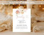 White Elegant Peach Floral 70th Birthday Invitation