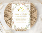 Elegant Floral 40th Wedding Anniversary Invitation