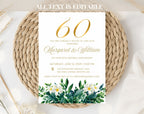 60th White Gold Wedding Anniversary Invitation