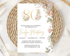 Floral 80th Birthday Invitation