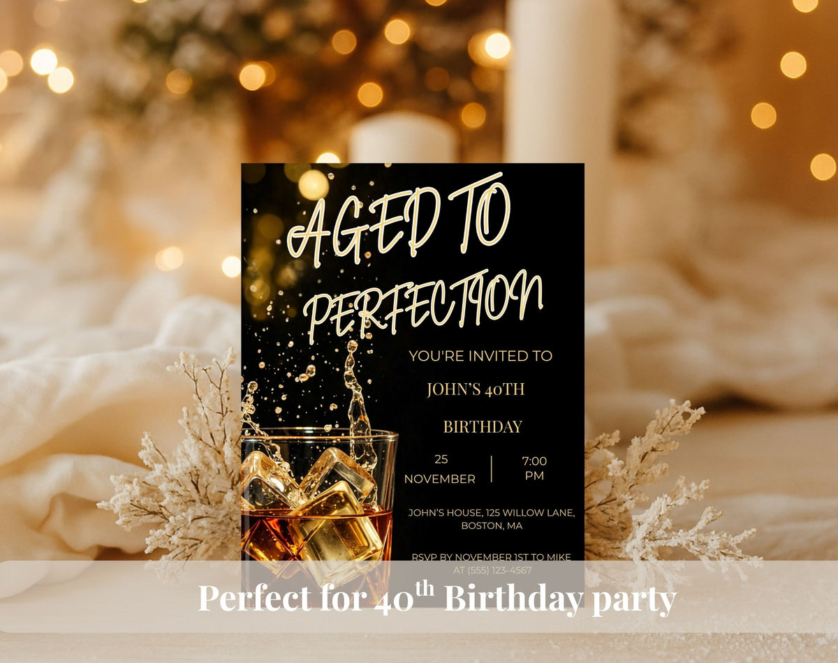 40th Whiskey Birthday Invitation