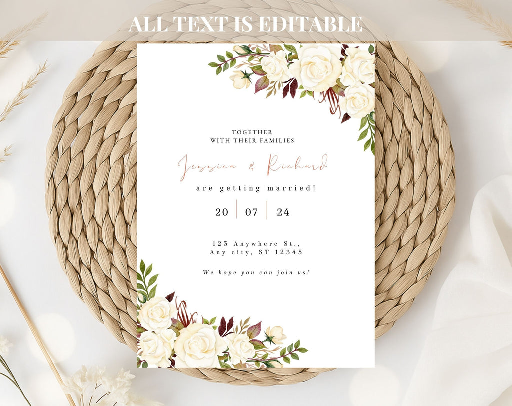 Ivory Rose Wedding Invitation