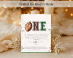 Green and Brown Football First Birthday Invitation