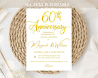 Golden 60th  Wedding Anniversary Invite White Gold