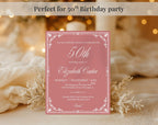 Dusty Rose Pink 50th Birthday Invitation