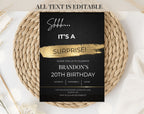 20th gold black Birthday Party Invitation