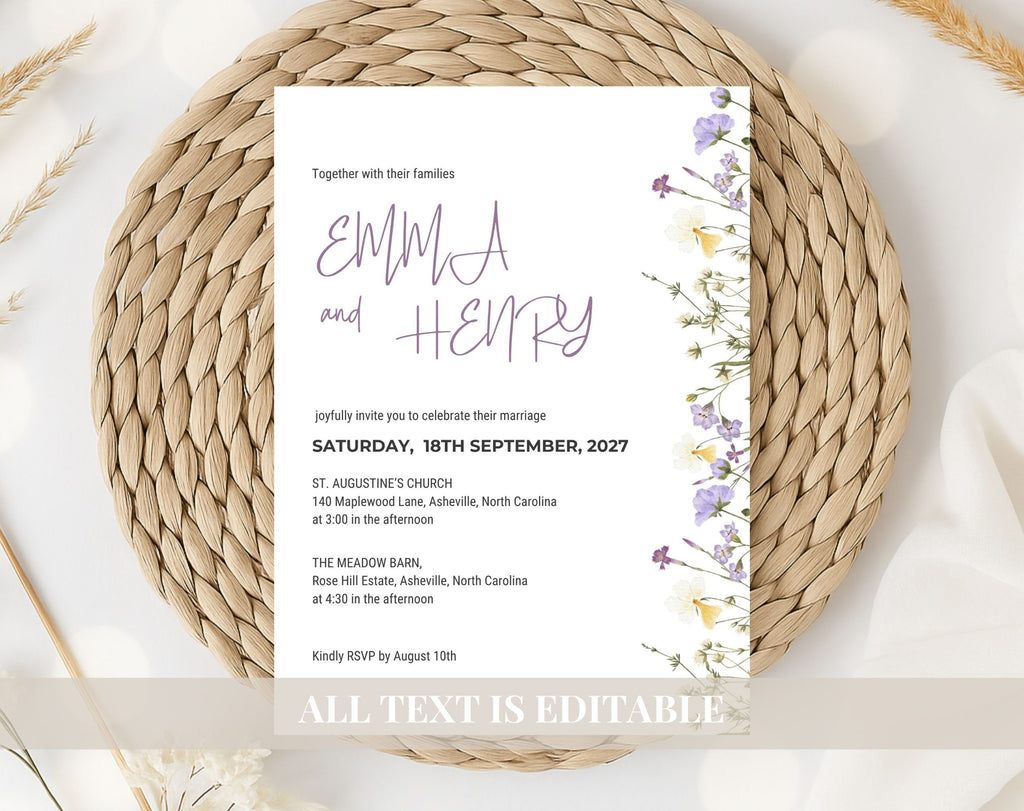 Wildflower Wedding Invitation Template