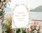 White Floral 50th Anniversary Welcome Sign