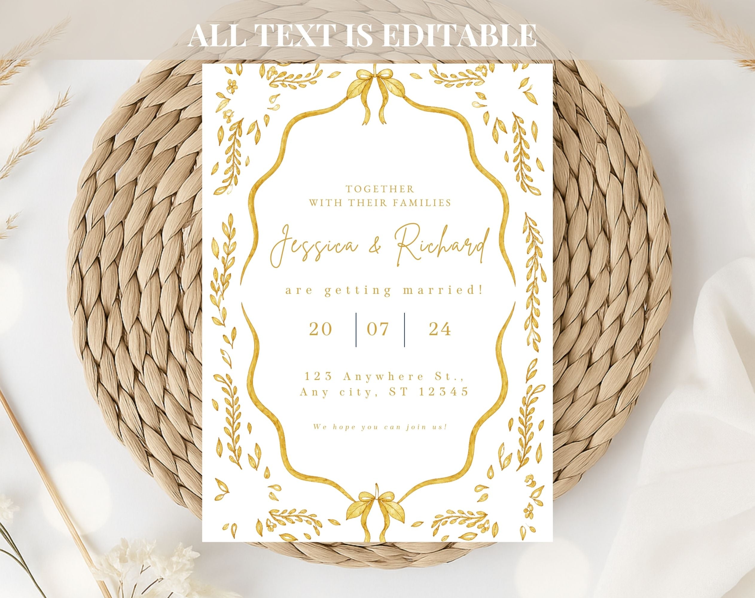 Elegant Gold Wedding Invitation