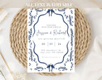 Blue Mediterranean Wedding Invitation