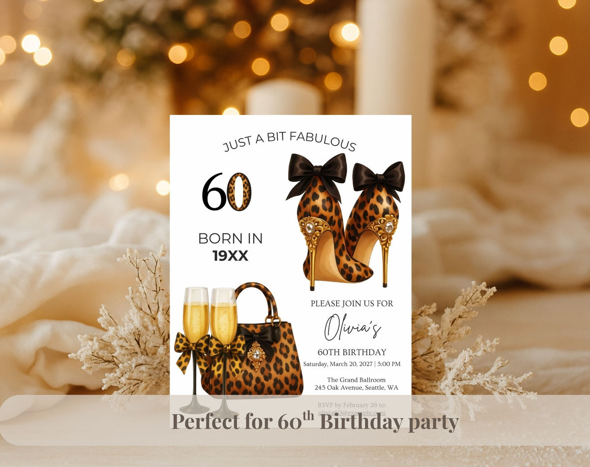 Leopard 60th Birthday Invitation
