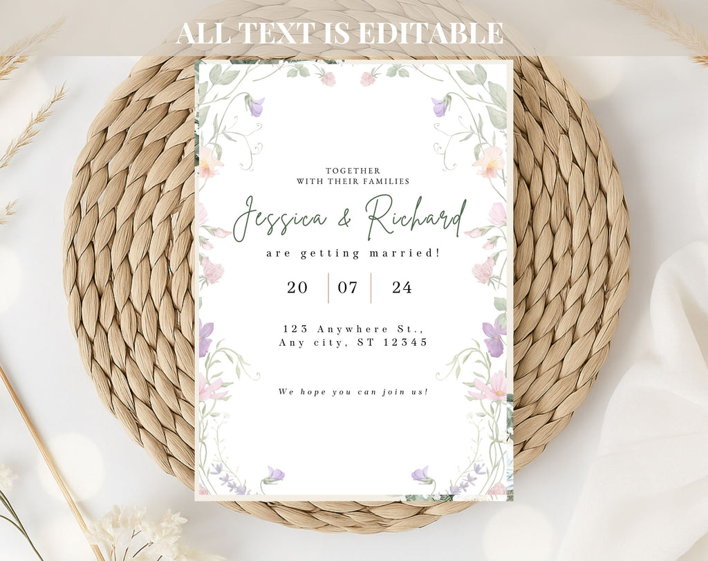 Elegant Wildflower Wedding Invitation