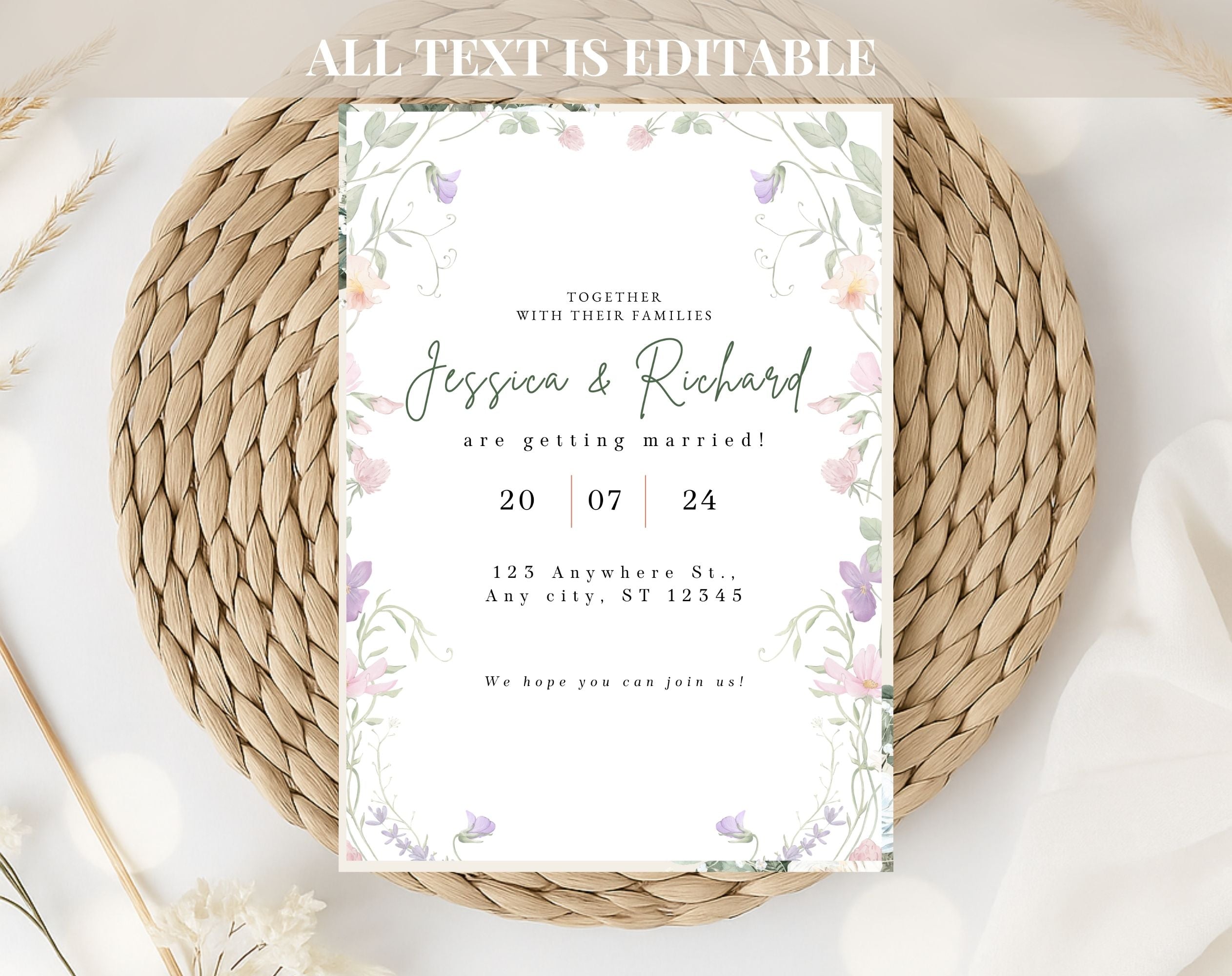Elegant Wildflower Wedding Invitation