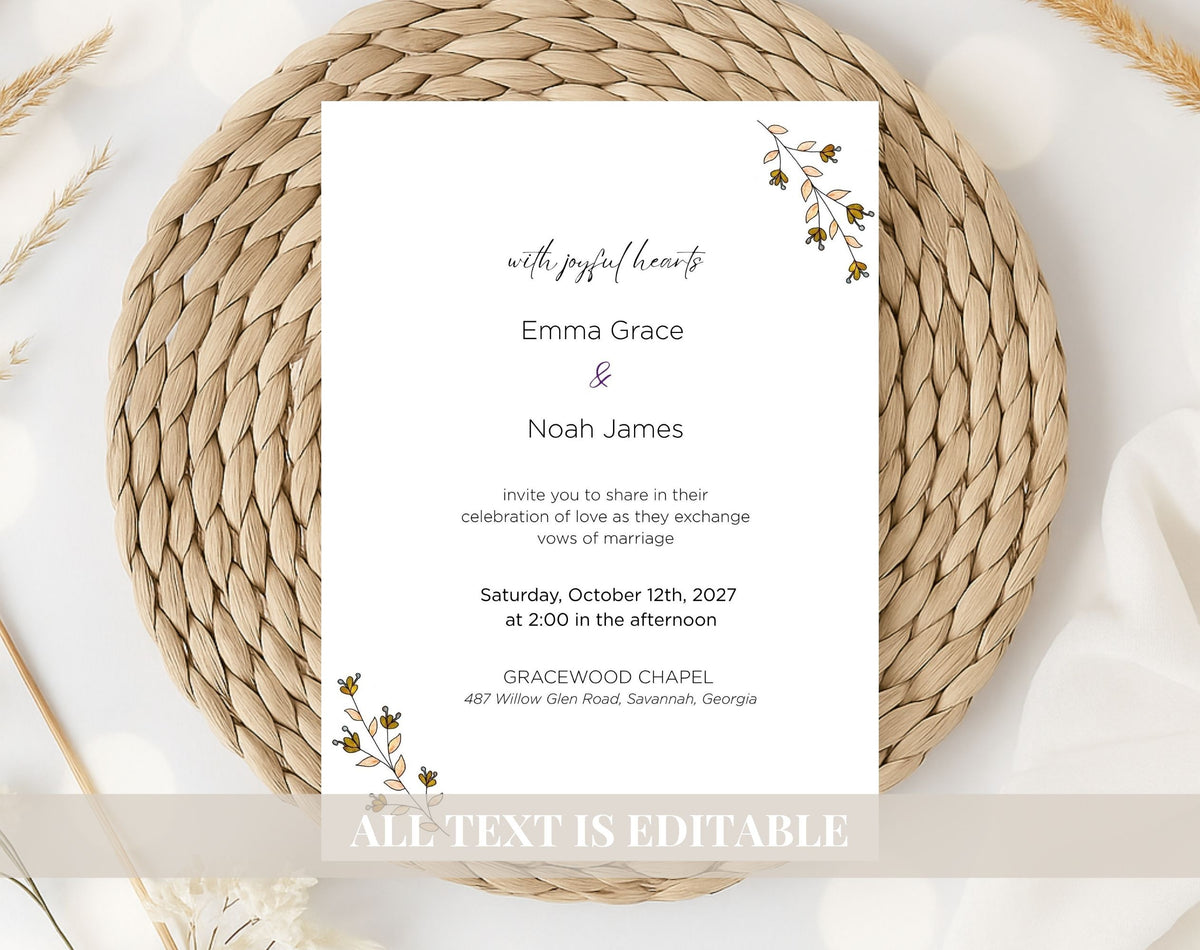 Elegant Orange Floral Wedding Invitation