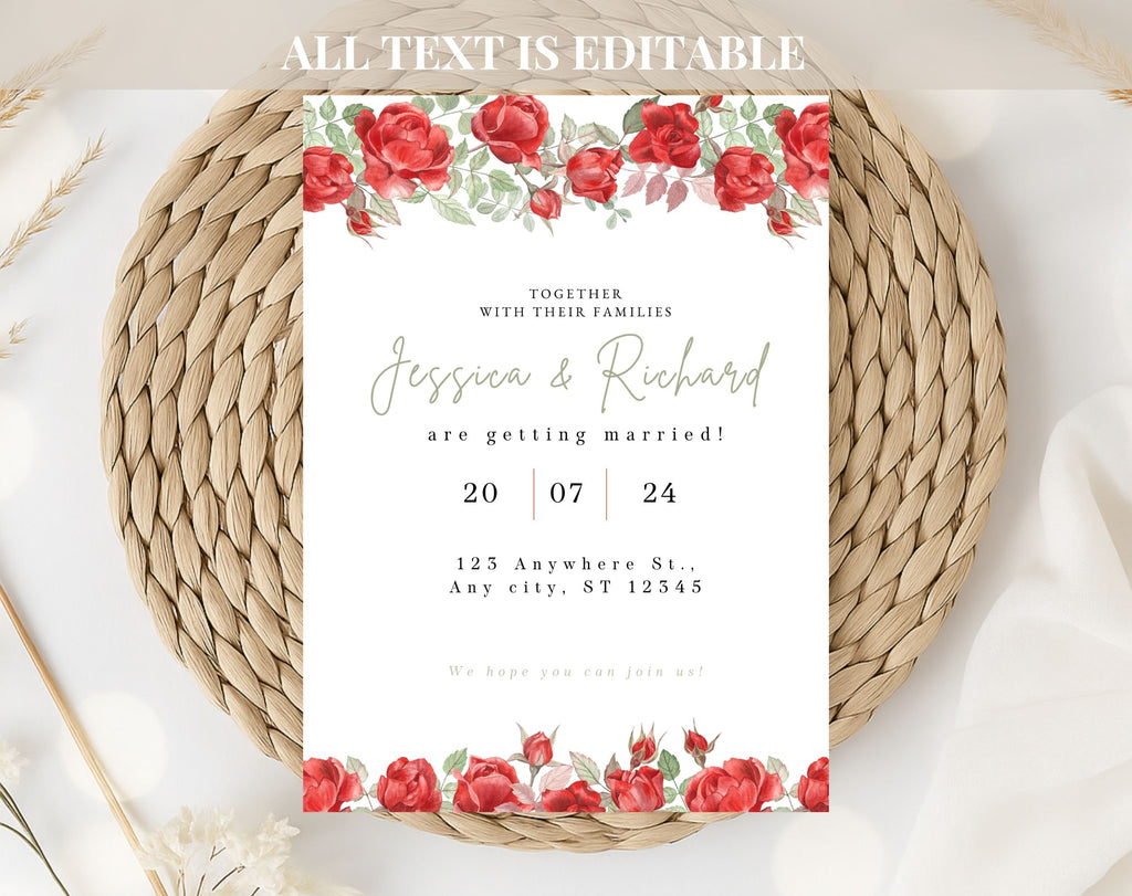 Red Rose Wedding Invitation