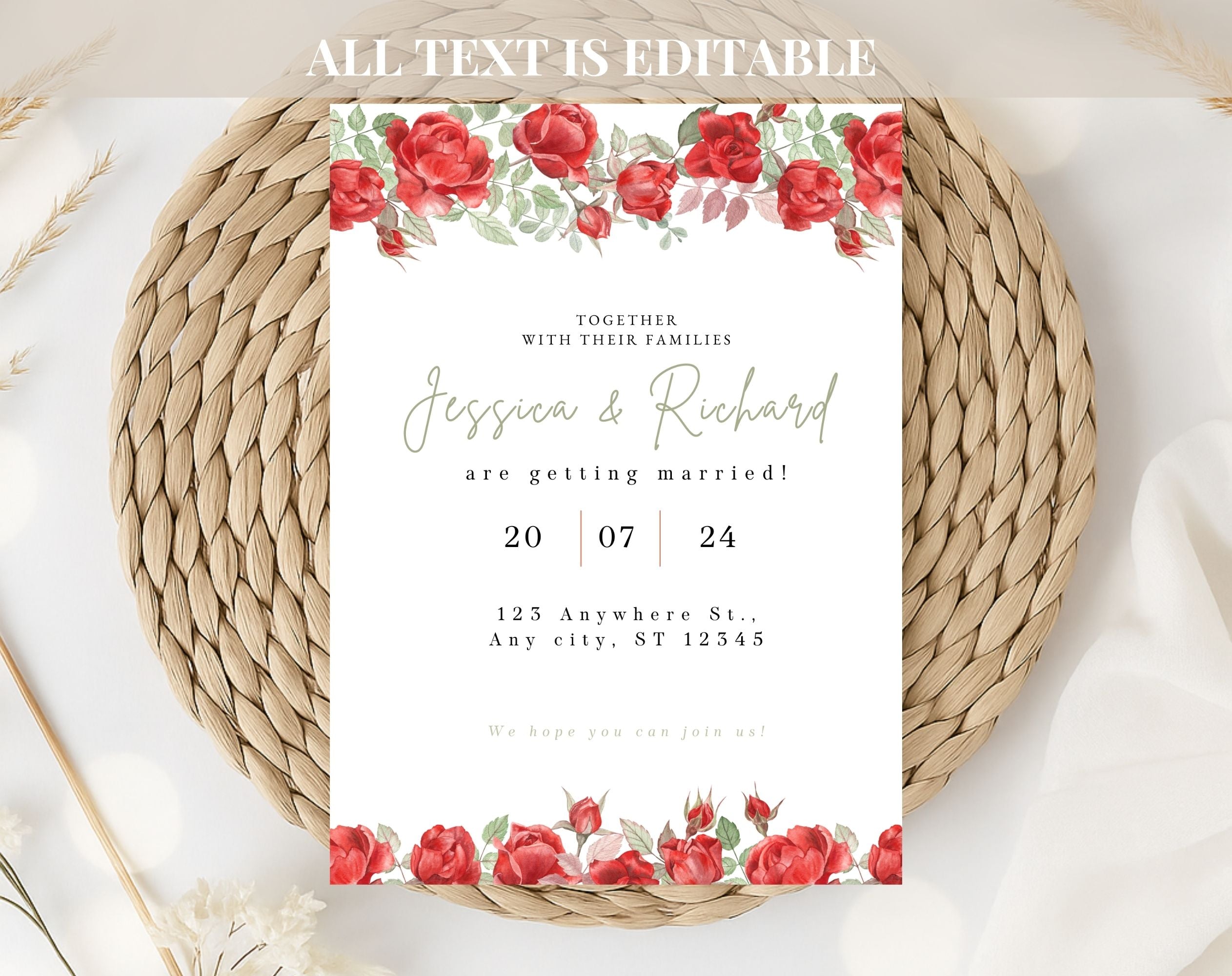 Red Rose Wedding Invitation