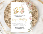 Elegant Floral 25th Birthday Invitation