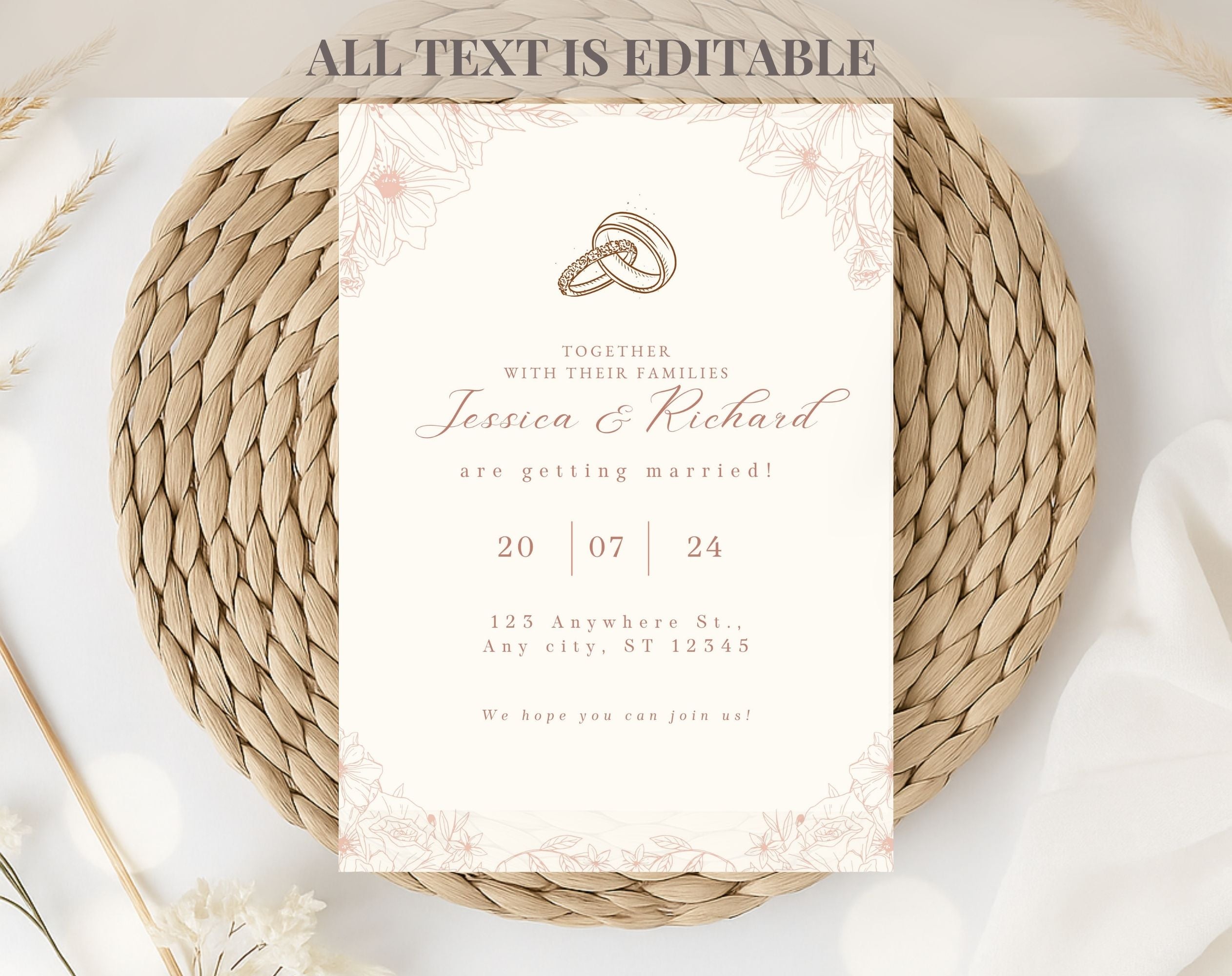 Minimalist  Beige Wedding Invitation