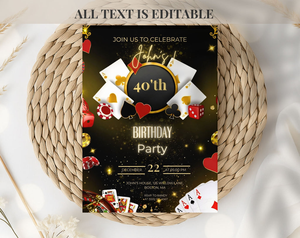 Casino 40th Birthday Invitation