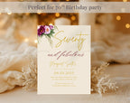 Beige Floral Elegant 70th Birthday Invitation