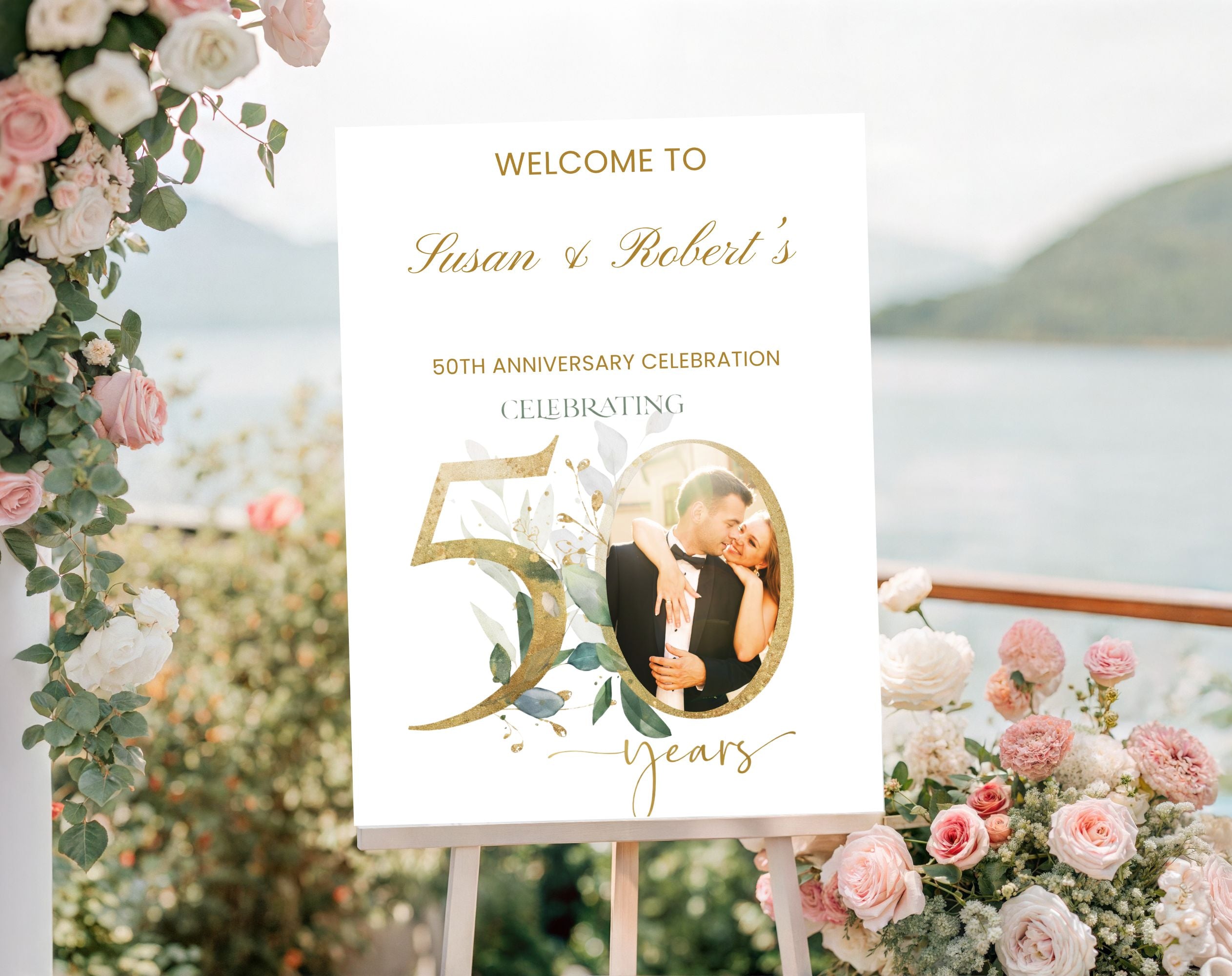 Elegant 50th Anniversary Welcome Sign Template