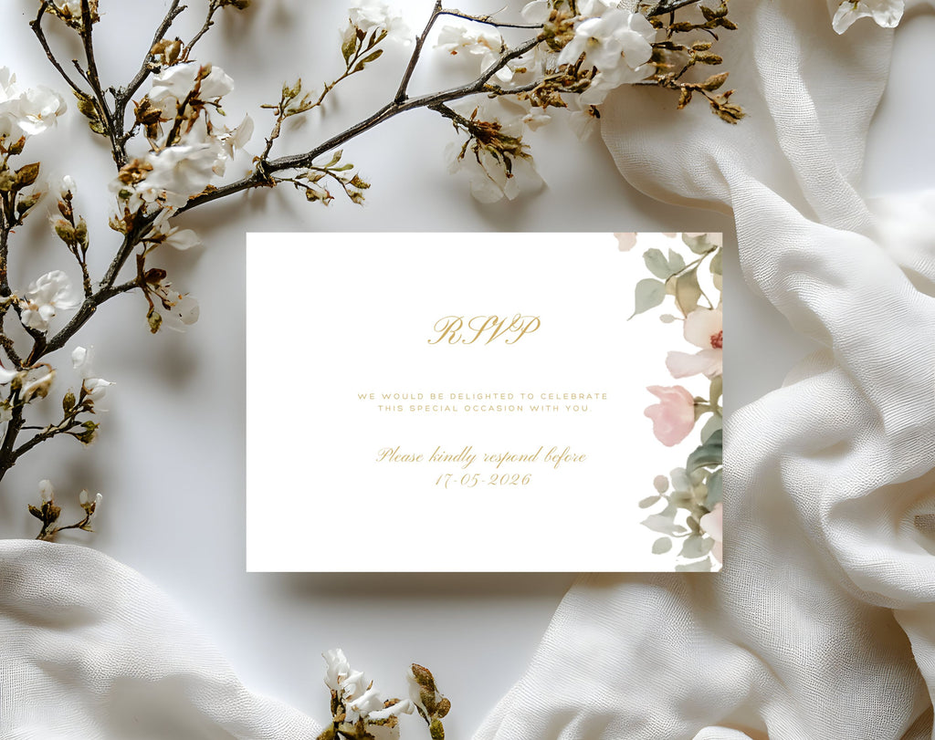 Elegant Floral 90th Birthday RSVP Card