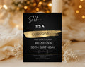 30th gold black Birthday Party Invitation