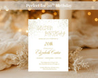 White and Gold 20th Birthday Invitation
