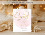 Elegant Blush Pink Golden 60th Birthday Invitation