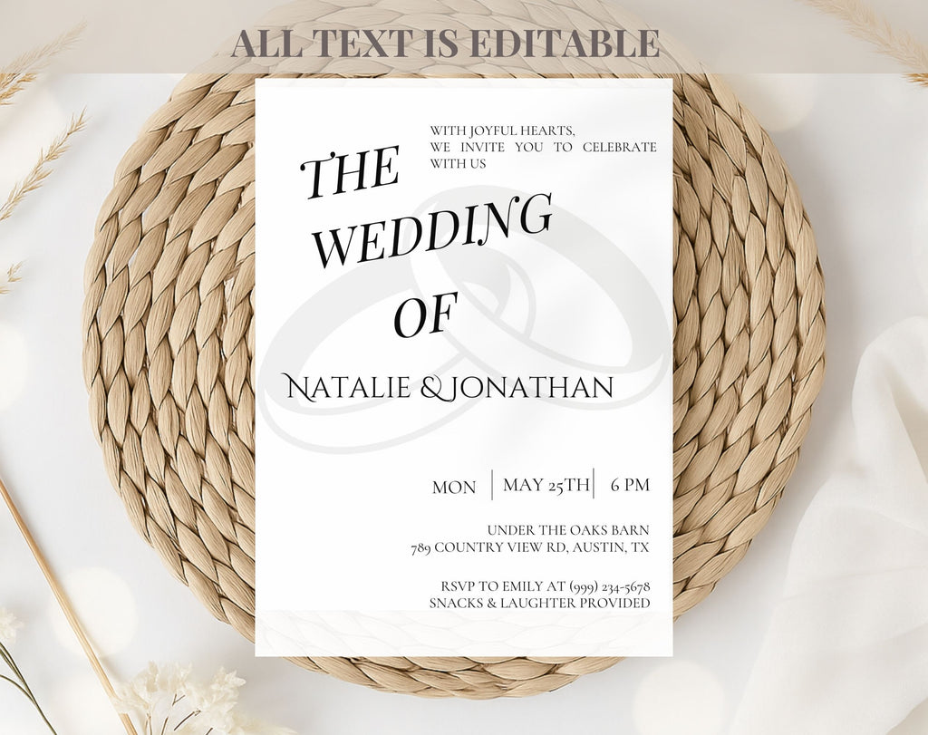White Minimalist Wedding Invitation