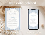 Classic Blue Striped Baptism Invitation