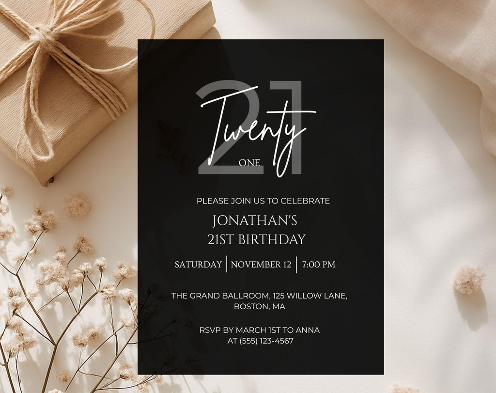 Elegant 21st Birthday Invitation