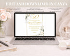 White Gold Floral 50th Wedding Anniversary Invitation