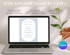 Classic Blue Striped Baptism Invitation