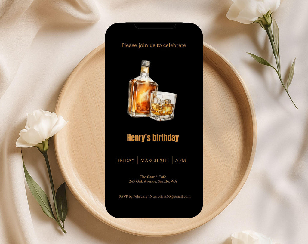 Whiskey Birthday Birthday Invitation
