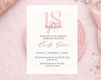 Pink & Gold Glitter 18th Birthday Invitation