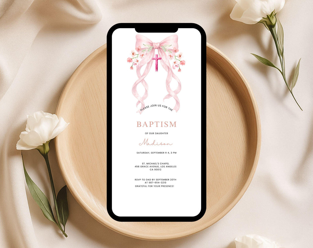 Pink Baptism Invitation for Girl