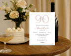 Elegant Blush Pink 90th Birthday Invitation