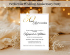 Elegant White Gold 50th Anniversary Invitation