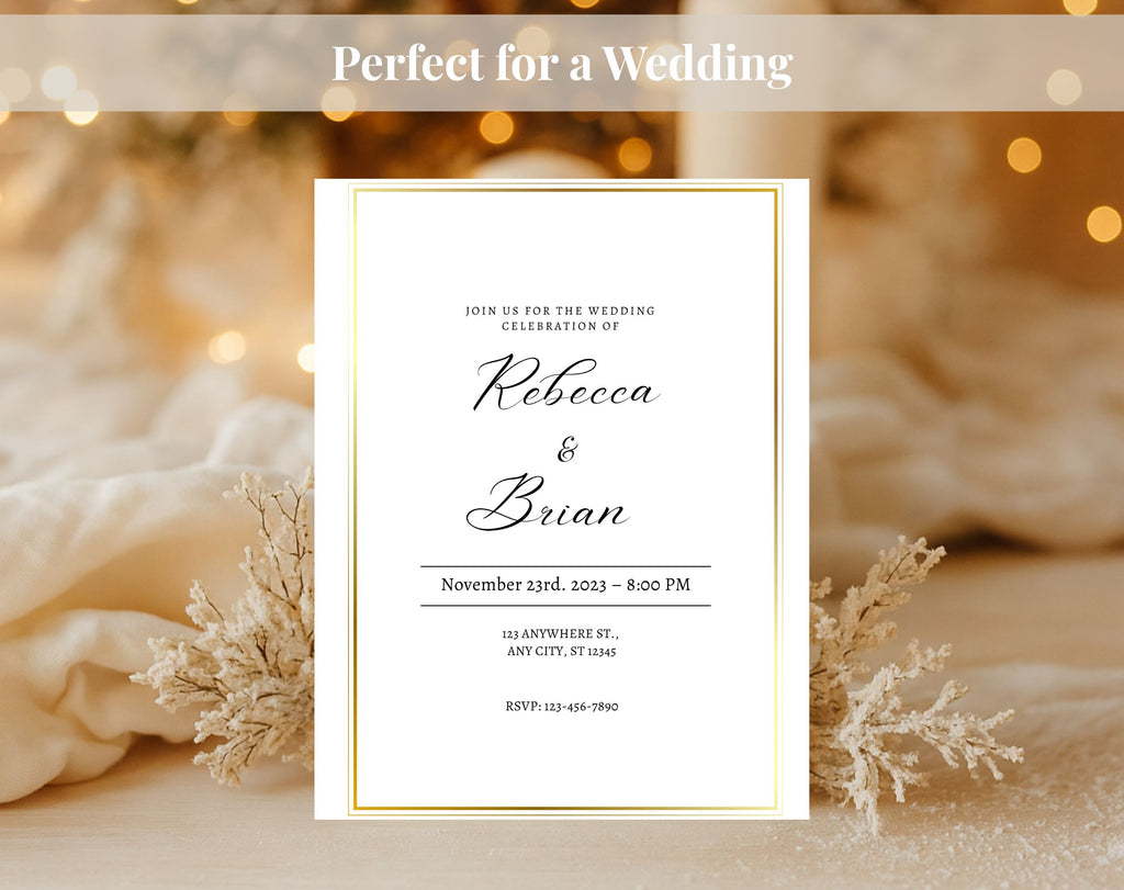 Minimalist Gold Wedding Invitation
