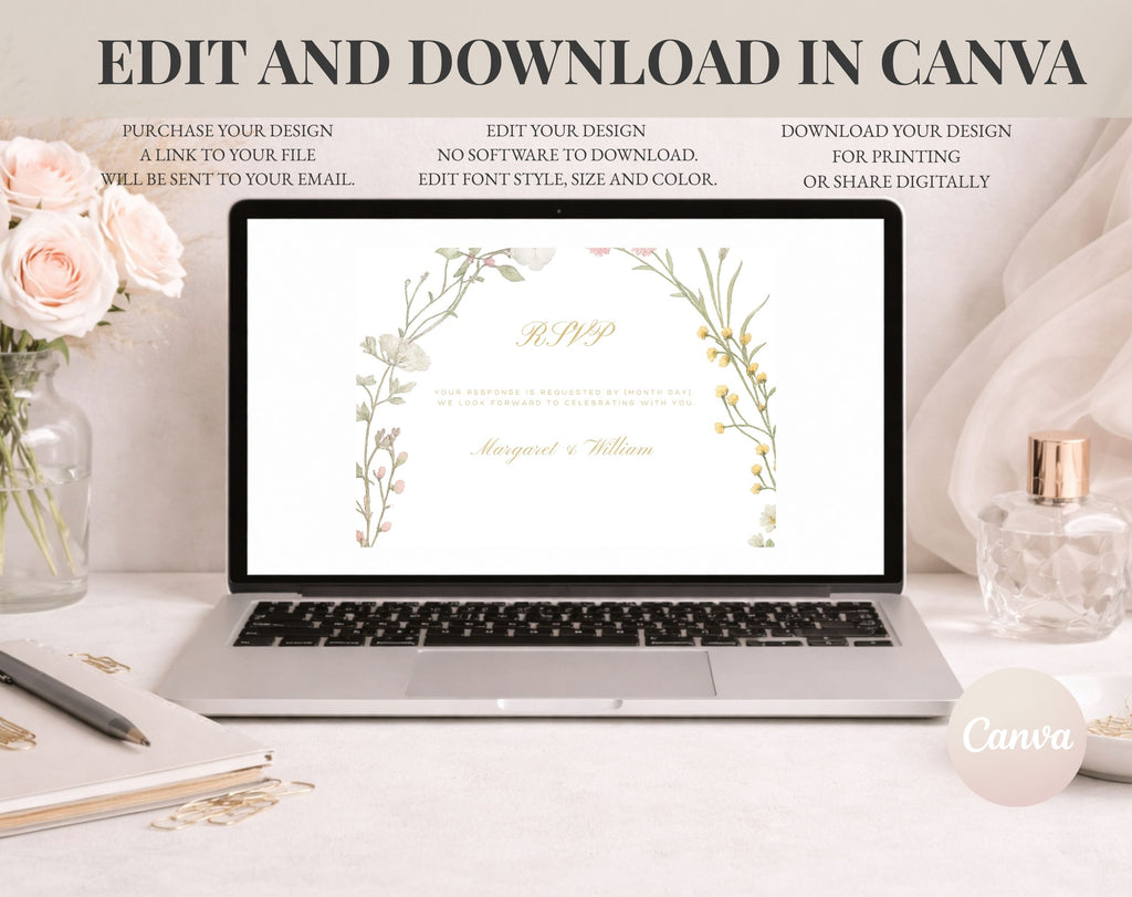 White Floral 50th Anniversary RSVP card
