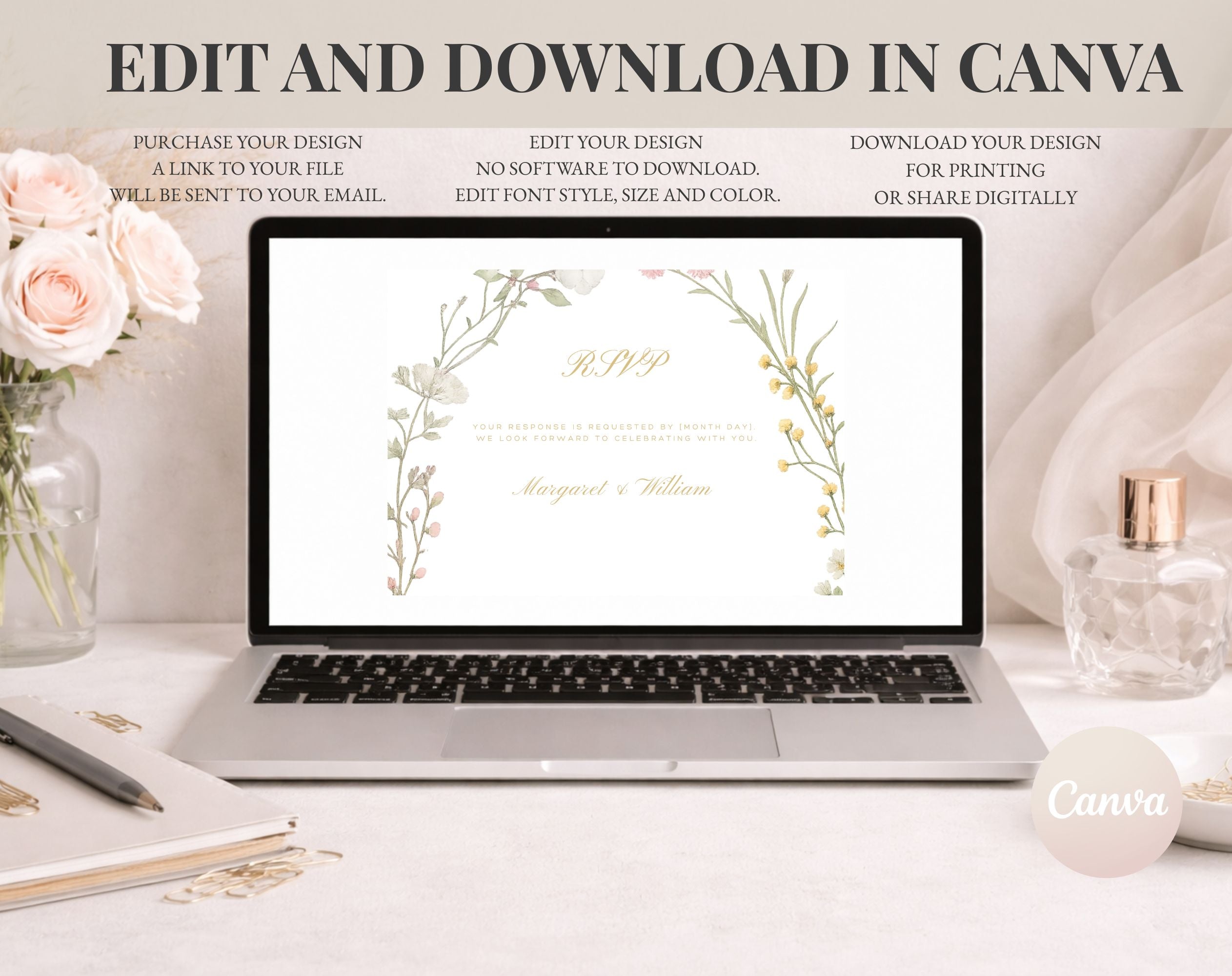 White Floral 50th Anniversary RSVP card