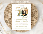 50th Wedding Anniversary Invitation Photo White Gold
